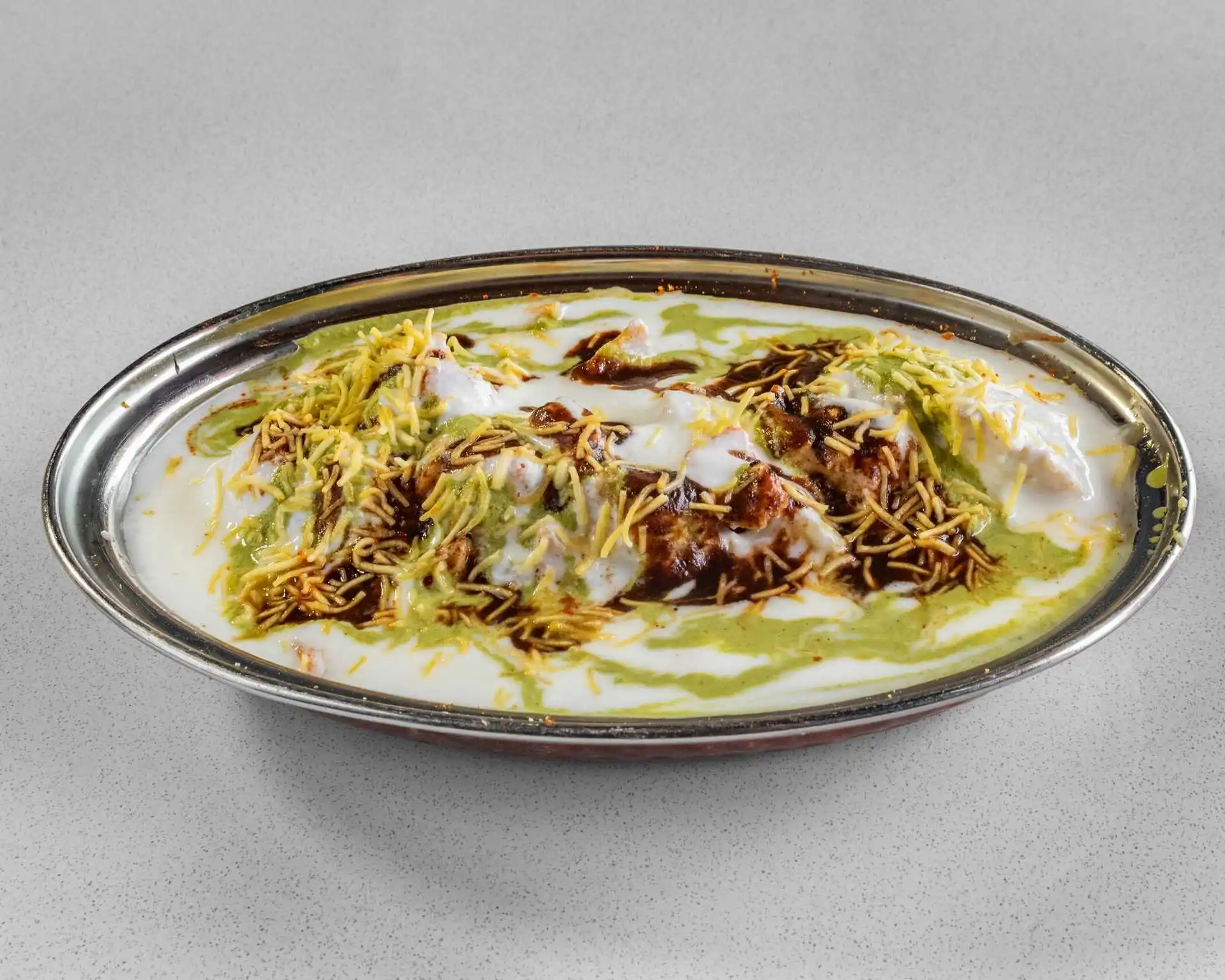 Dahi bhalla papdi chaat with yogurt and chutneys at Virk Dhaba London Ontario