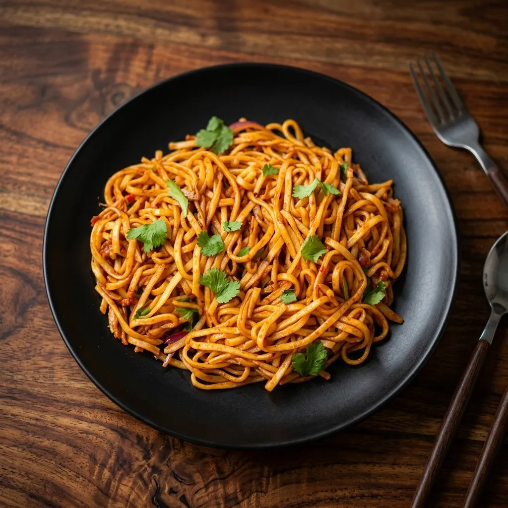 Indian style noodles chowmein with mixed vegetables at Virk Dhaba London Ontario