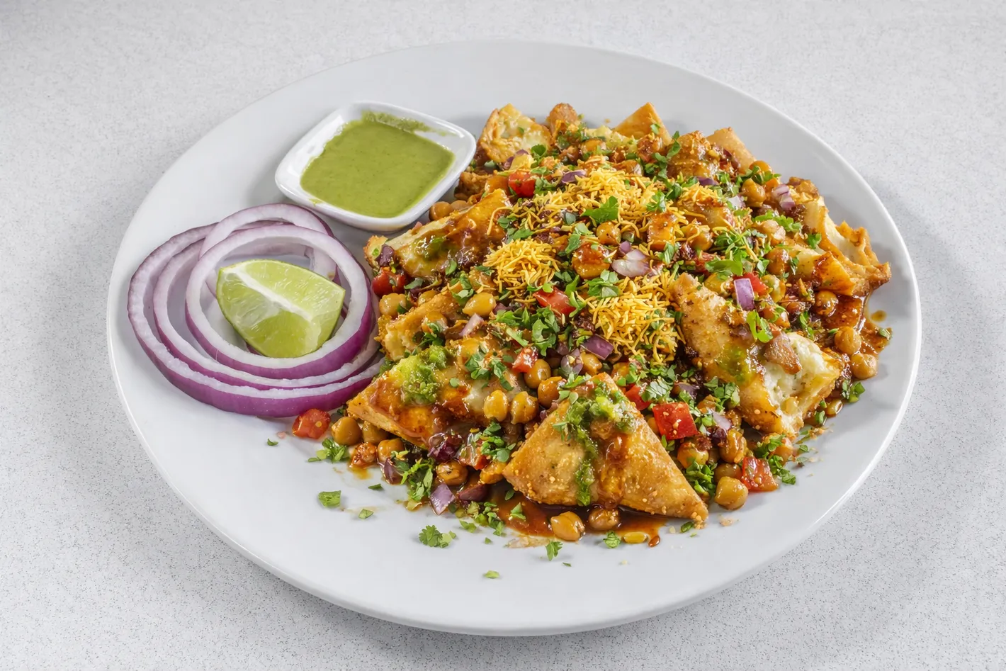 Samosa Chaat at Virk Dhaba, Indian restaurant in London, Ontario